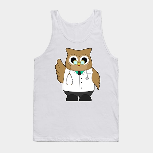 Owl as Doctor with Stetoscope Tank Top by Markus Schnabel